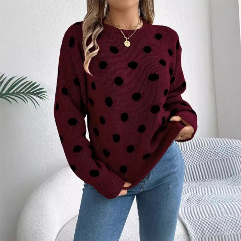 Maud - Elegante en Comfortabele Gebreide Trui met Stippen