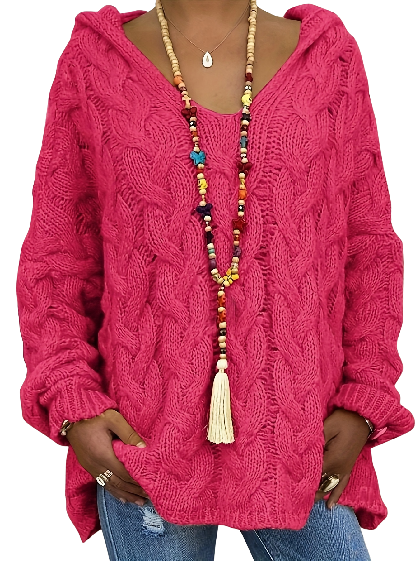 Oralivanne - Elegante Textured Trui met V-hals