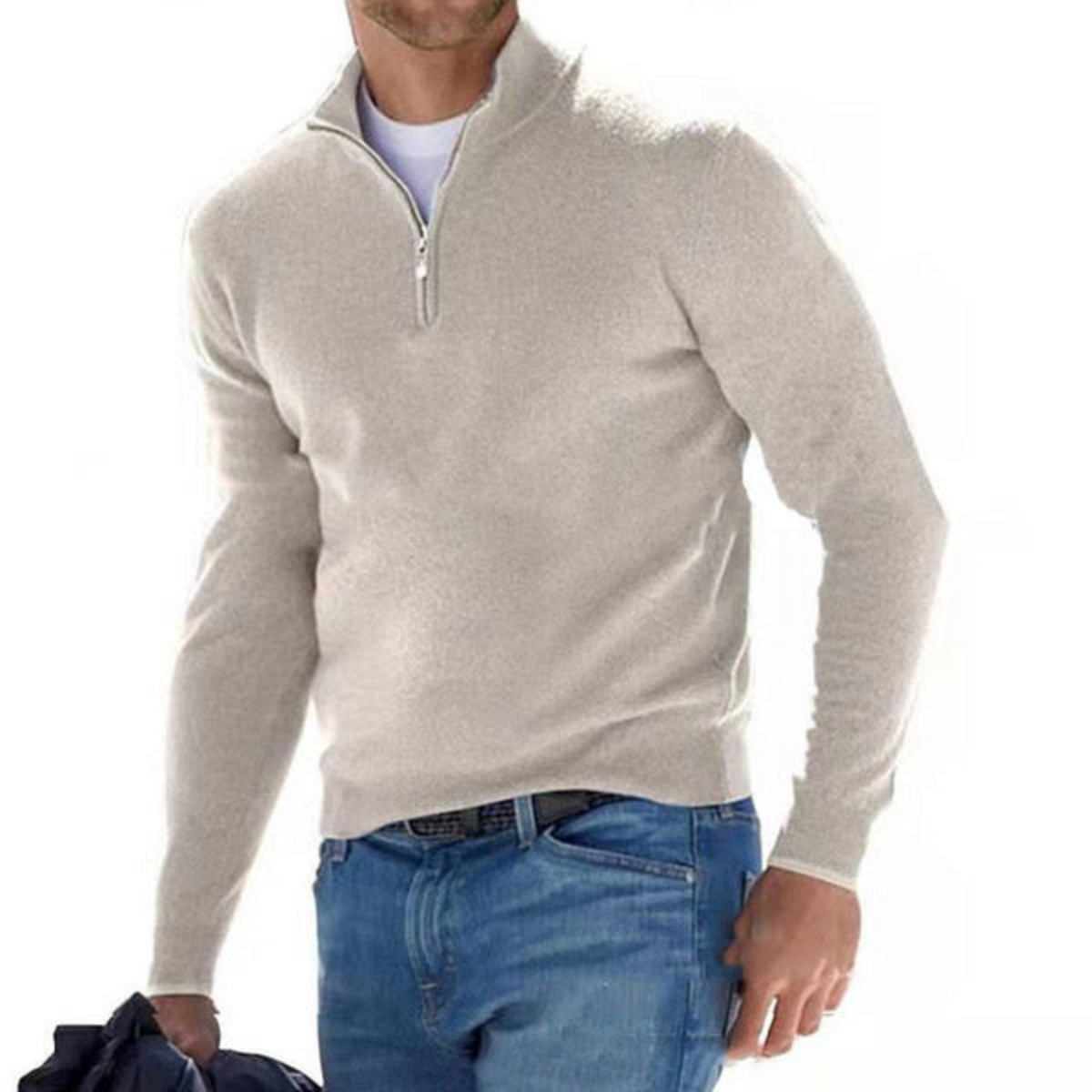Ford - Merino V-hals trui met rits