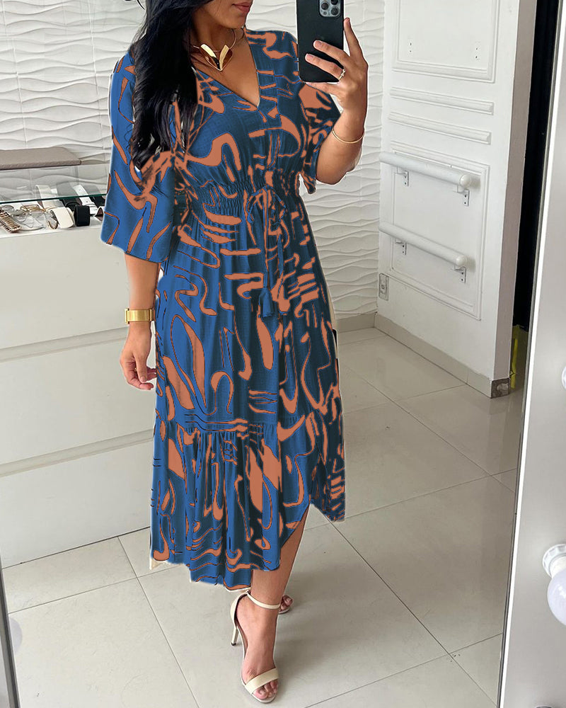 Sanae - Jurk met V-hals en elegante print