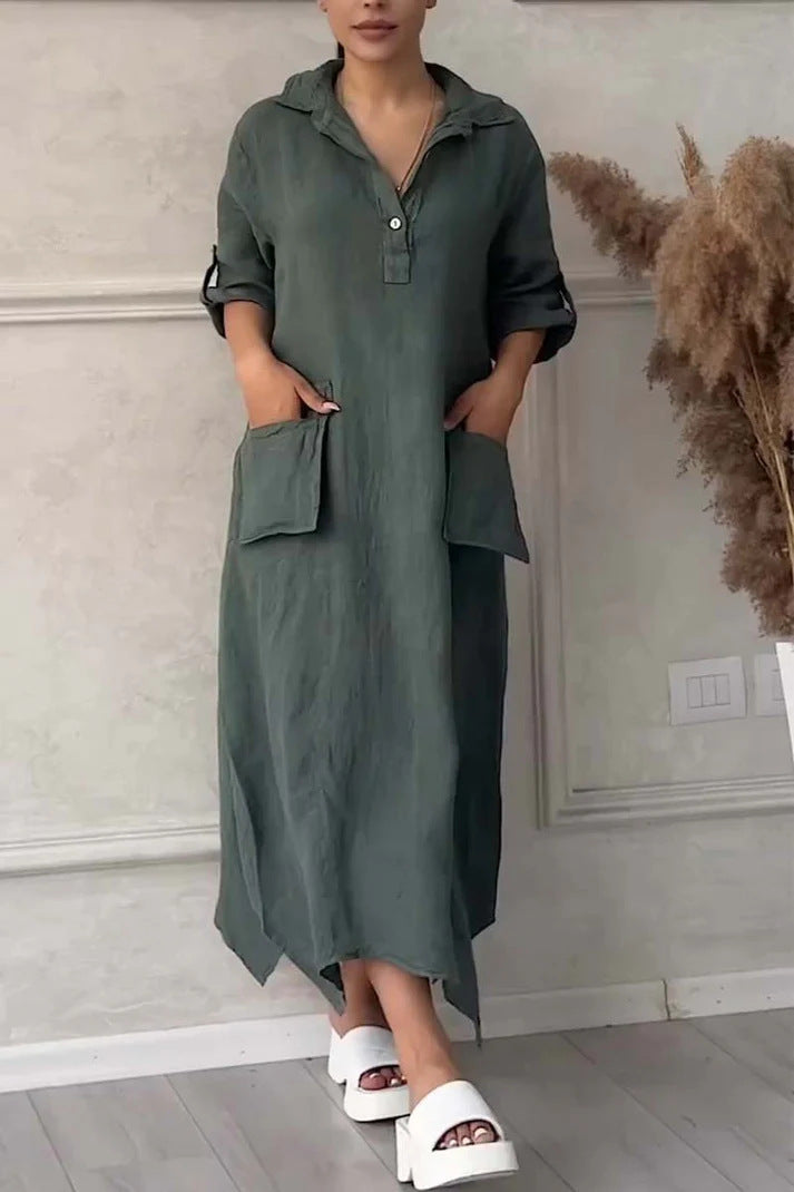 Leontine - Dames maxi-jurk van linnen en katoen