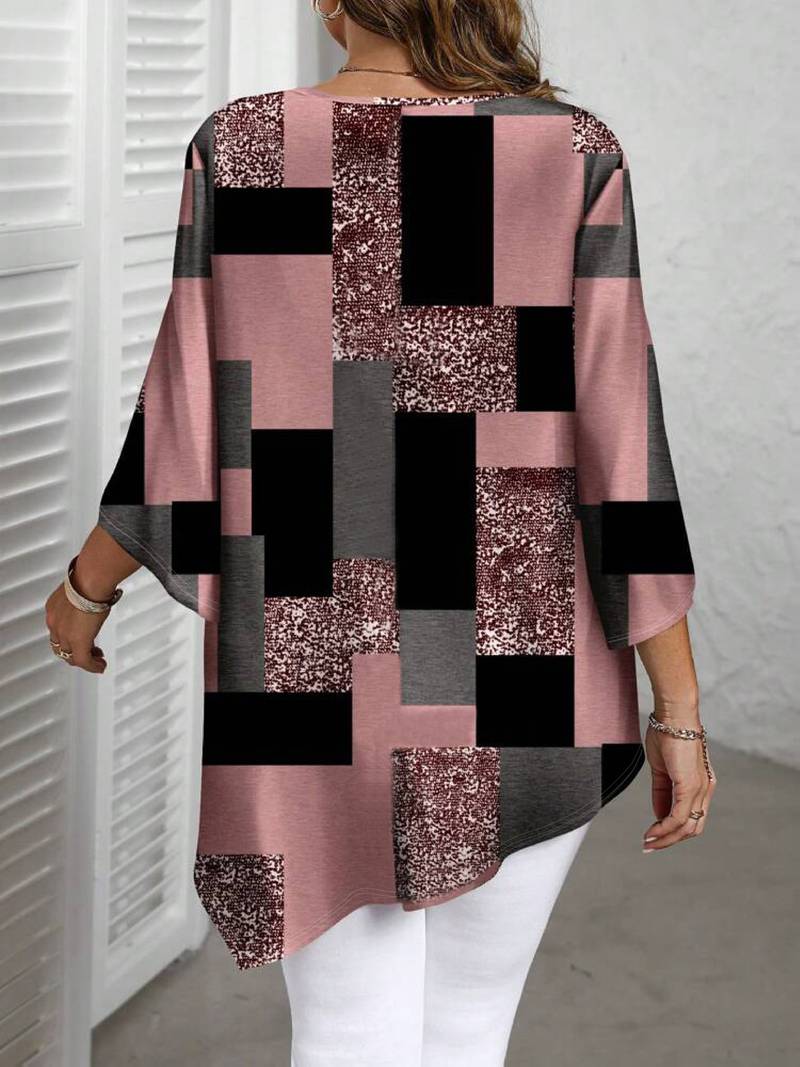 Rhosalivelle - Oversized Blouse met Geruit Motief