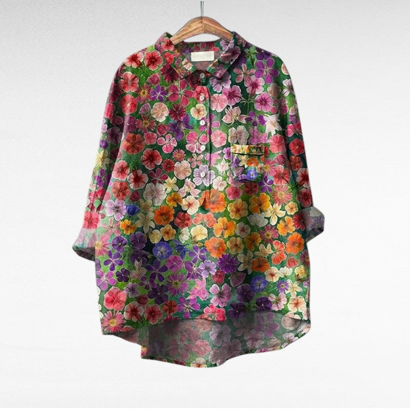 Dovira - Artistieke Bloemenprint Blouse