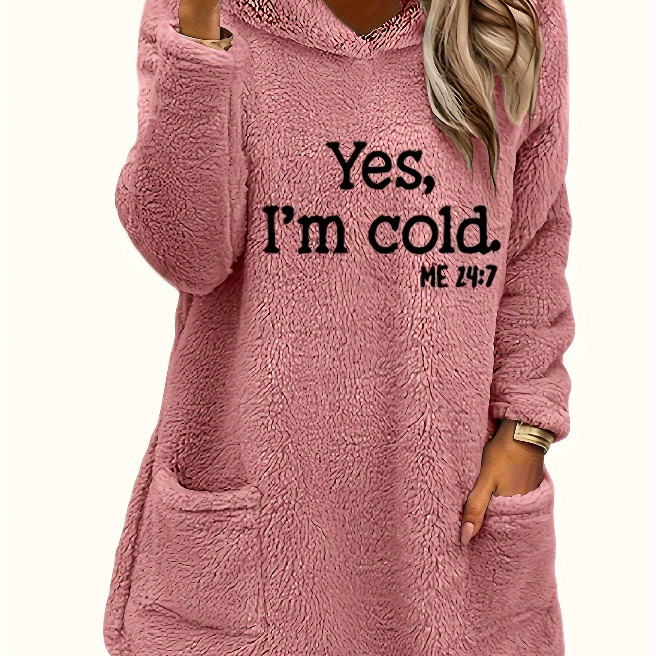 Marilina - Sweatshirt van Pluche met Hoodie en Print