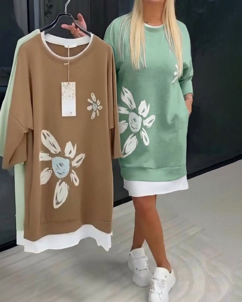 Ravessa - Casual Jurk met Bloemenpatroon