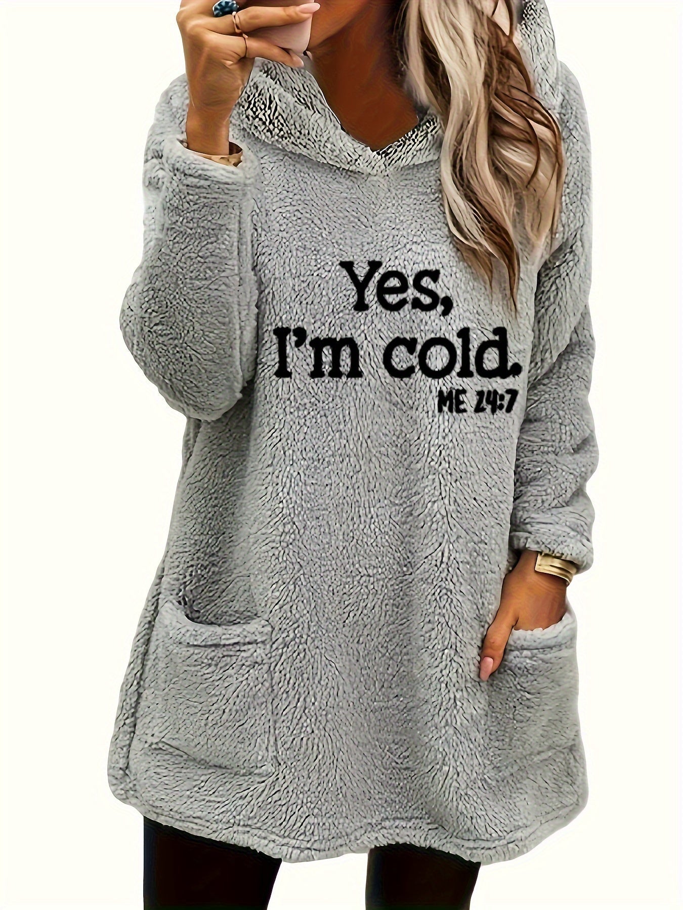 Marilina - Sweatshirt van Pluche met Hoodie en Print