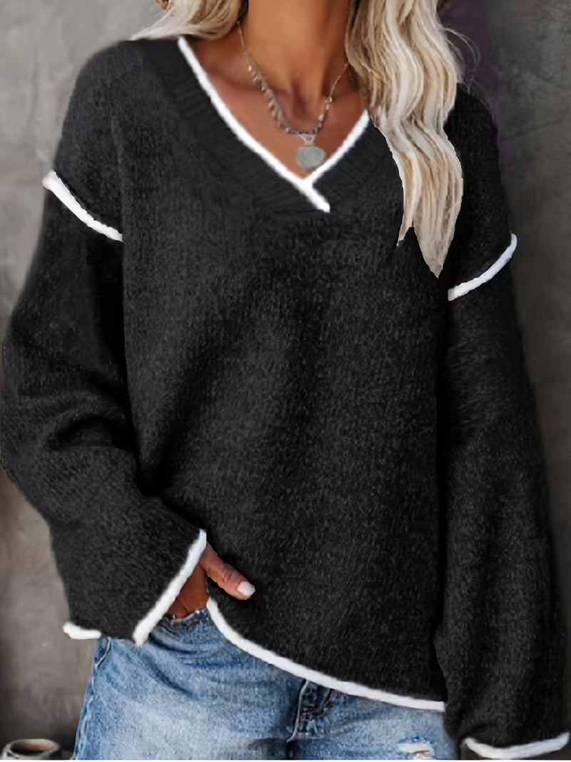 Gwenetta - V-hals Casual Trui met Lange Mouwen