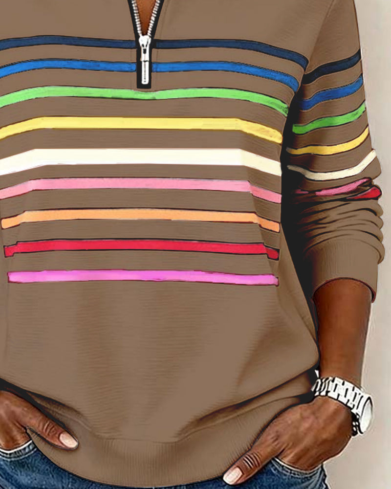Isavelline - Casual Sweatshirt met Kleurige Strepen