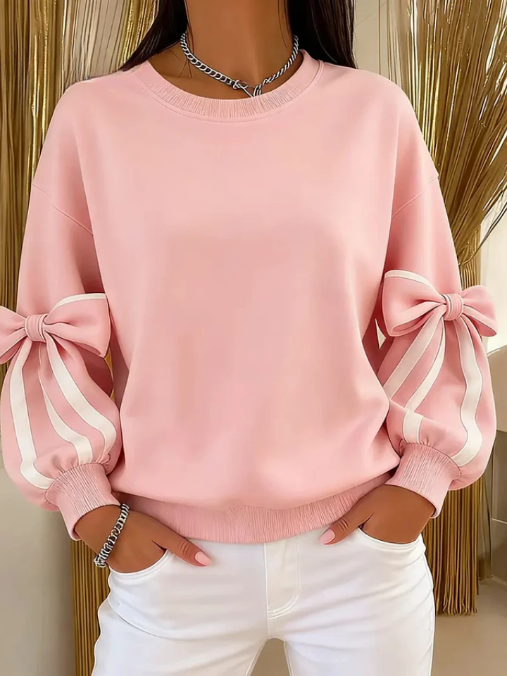 Fioravelle - Sweatshirt met Ronde Hals en Geknoopte Mouwen