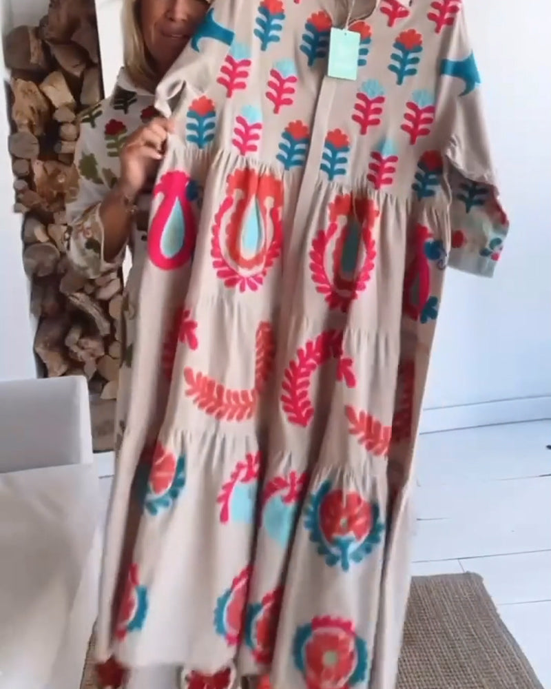 Gracina - Grafische jurk met bloemenprint