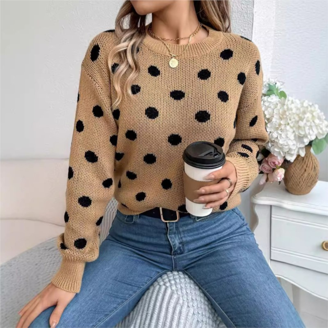 Maud - Elegante en Comfortabele Gebreide Trui met Stippen