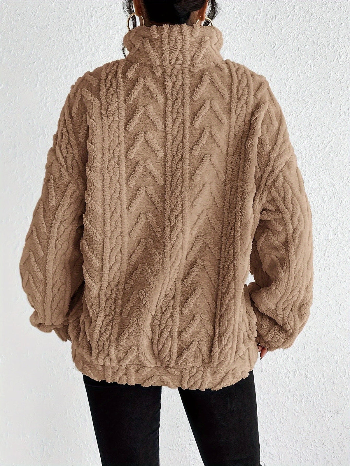 Claudette - Luxe Sweatshirt met Fleece en Kabeltricot