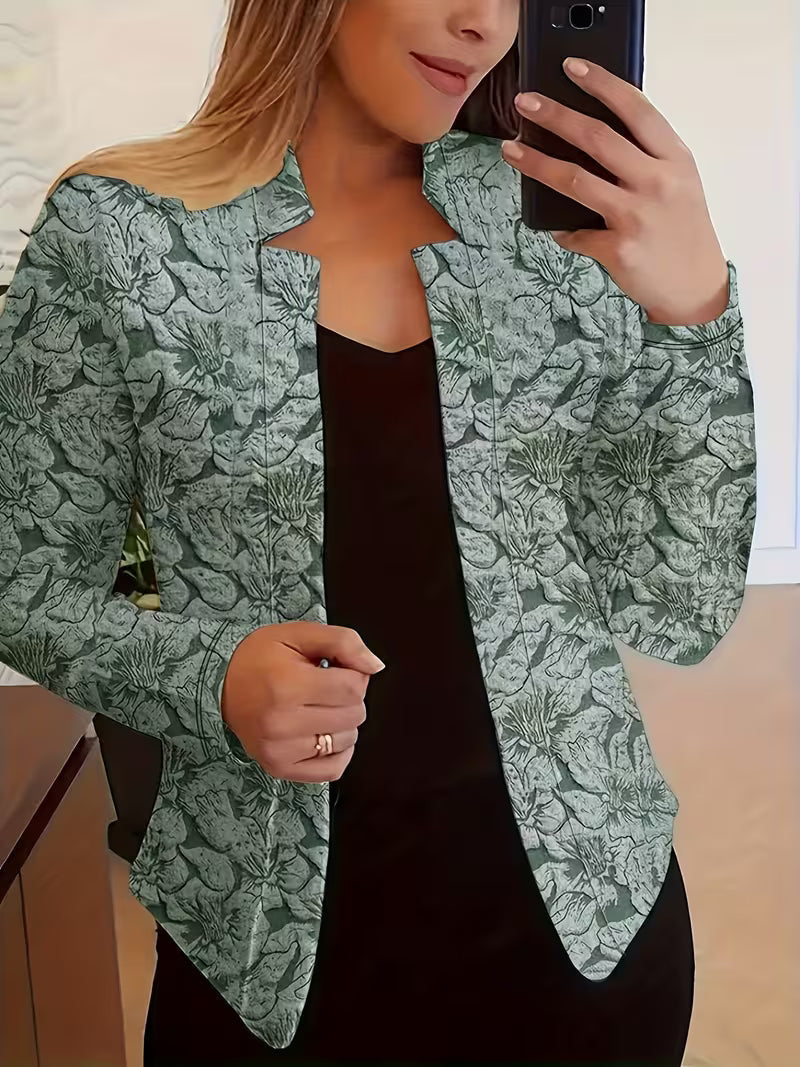 Mylène - Damesblazer met bloemenprint, gestructureerde kraag en lange mouwen