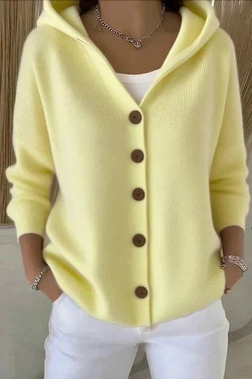 Laraine - Dames hoodie cardigan met knopen en ruime pasvorm