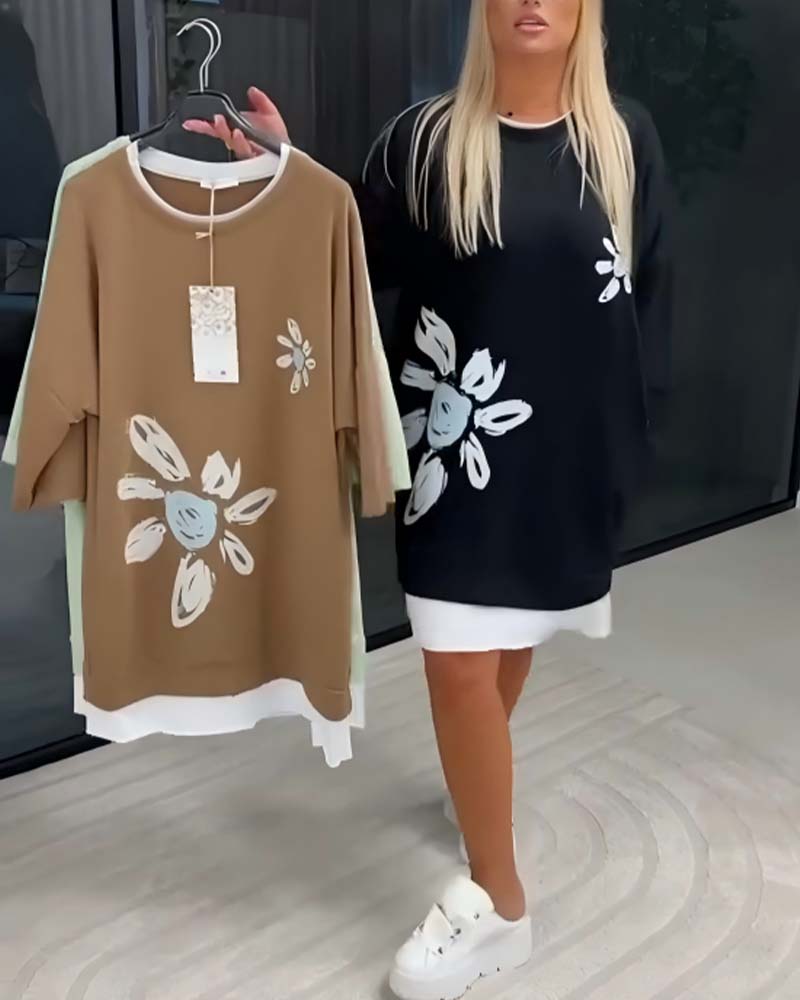 Ravessa - Casual Jurk met Bloemenpatroon