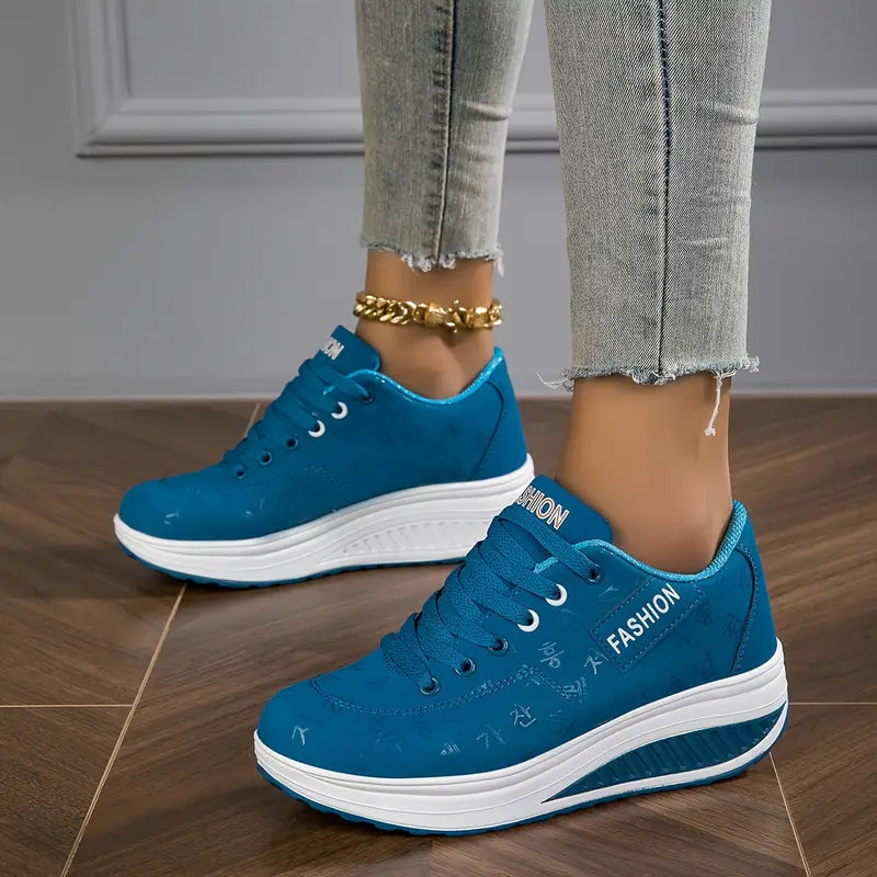 Brelina - Dames sneakers met plateauzool en veters van synthetisch leer voor dagelijks comfort