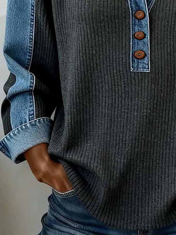 Marisolenne - Casual Sweatshirt met Contrasterende Stiksels