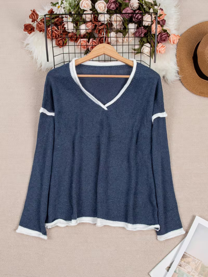 Gwenetta - V-hals Casual Trui met Lange Mouwen