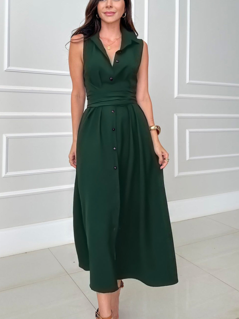 Romaine - Elegante jurk met strikeffect