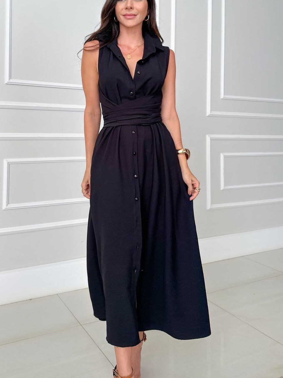 Romaine - Elegante jurk met strikeffect