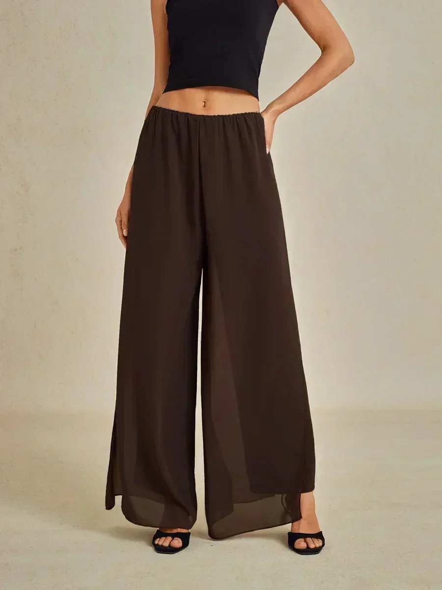 Marilivra - Rechte Broek met Chiffon Split