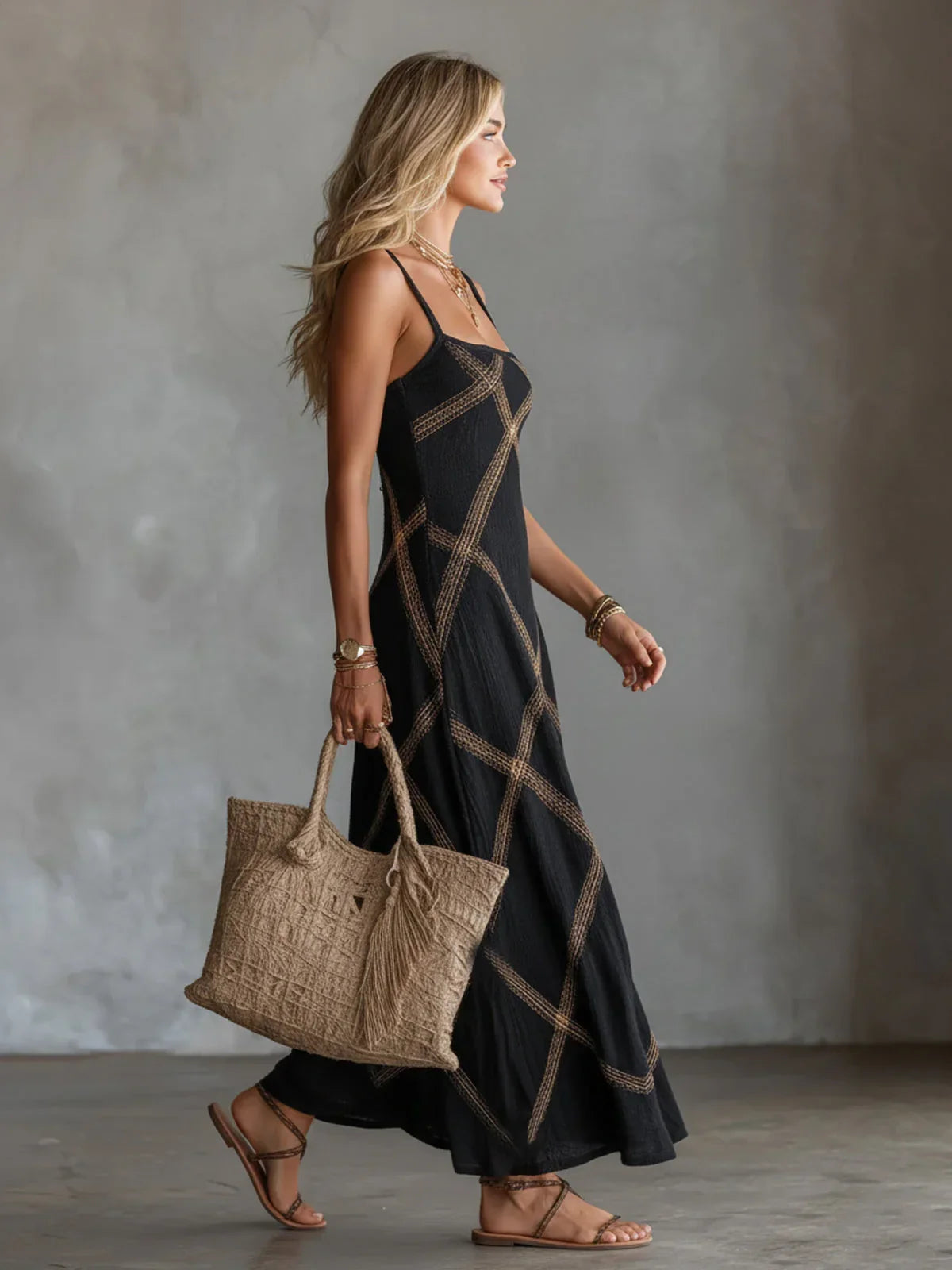 Caelia - Lange bohemian jurk voor dames zonder mouwen
