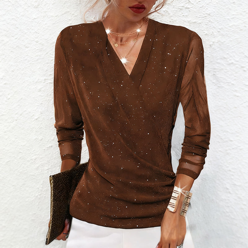 Oralindra - Elegante Cross Blouse met Lange Mouwen