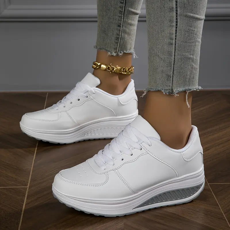 Brelina - Dames sneakers met plateauzool en veters van synthetisch leer voor dagelijks comfort