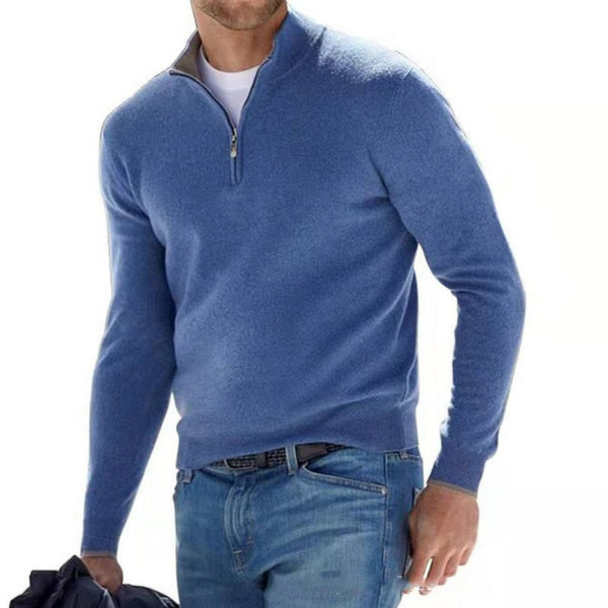 Ford - Merino V-hals trui met rits