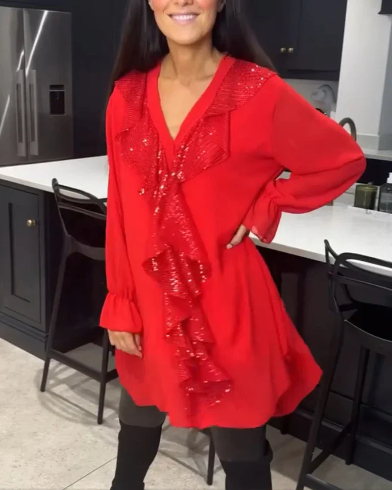 Tharalyn - Elegante Blouse met Vloeiende Volants