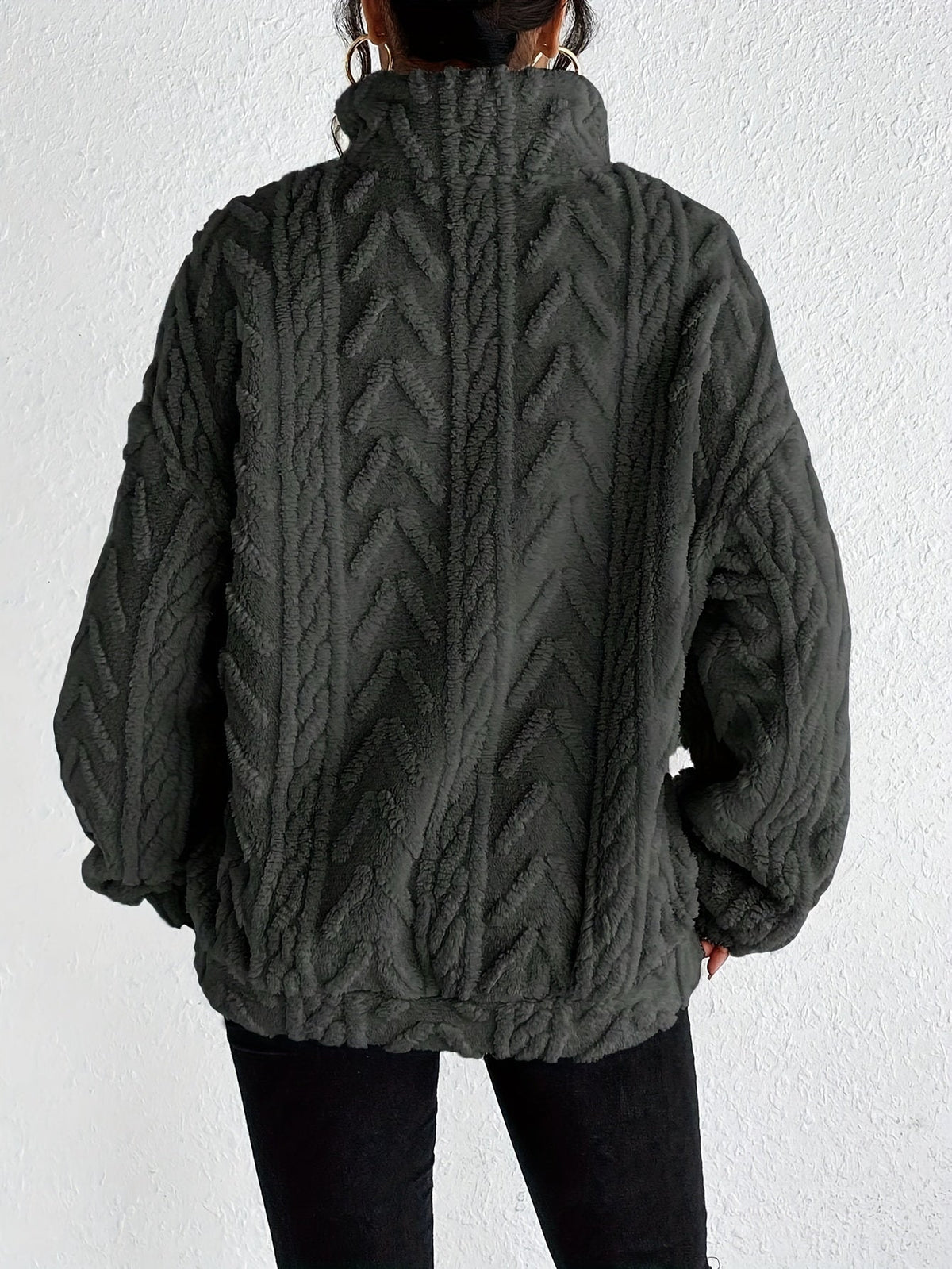 Claudette - Luxe Sweatshirt met Fleece en Kabeltricot
