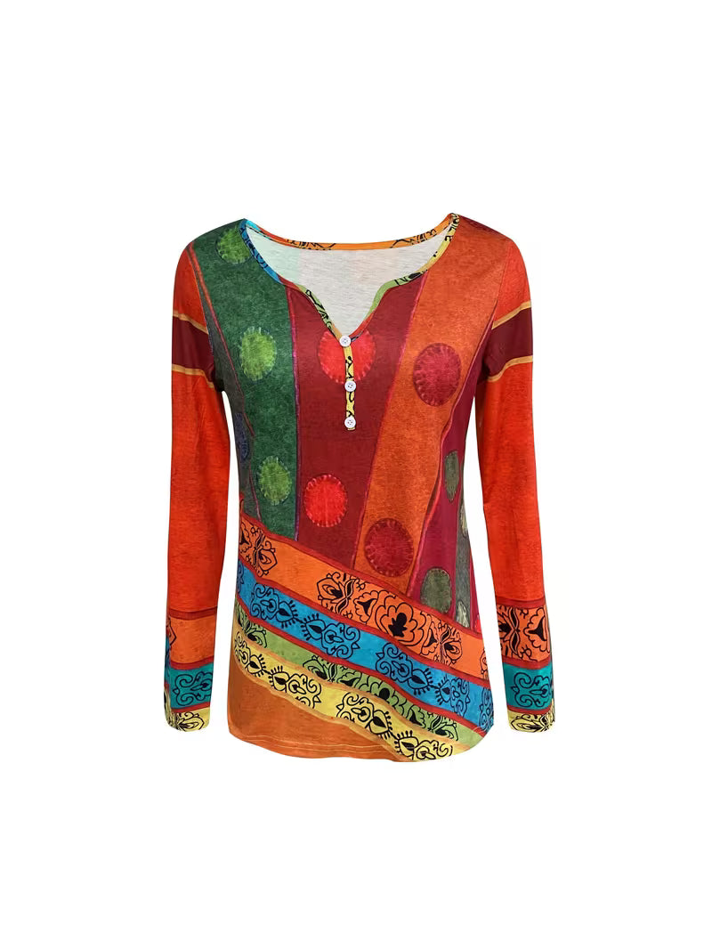 Doralivienne - Etnische Blouse met Lange Mouwen Chic