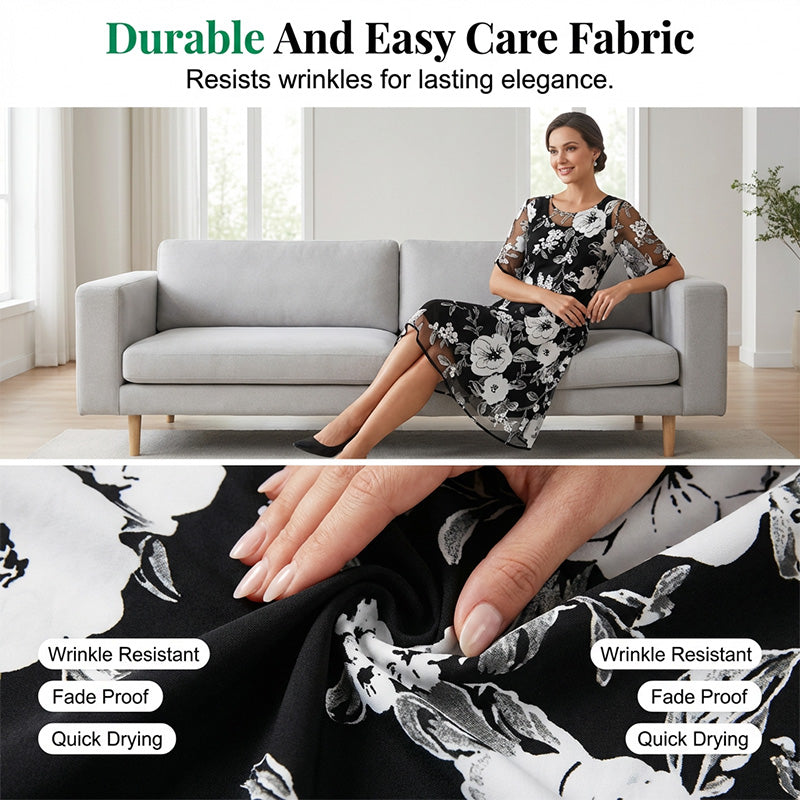 Loryxa - Elegante dames chiffon jurk met bloemenprint, vloeiende avondjurk