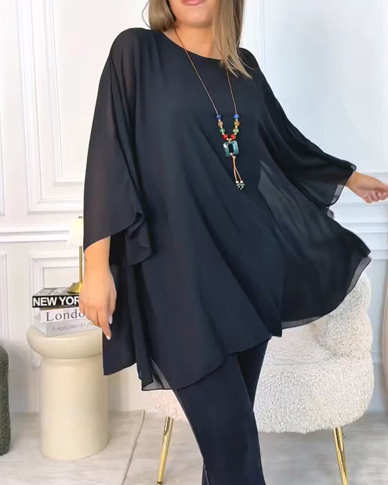 Ingeborg - Ruim T-shirt met Ronde Hals en 3/4 Mouwen voor Dames