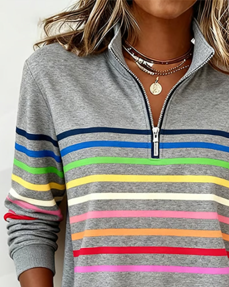 Isavelline - Casual Sweatshirt met Kleurige Strepen