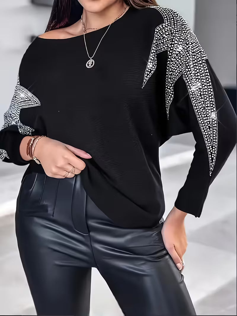 Doralissea - Elegante Lange Mouwen Trui met Sterrenprint