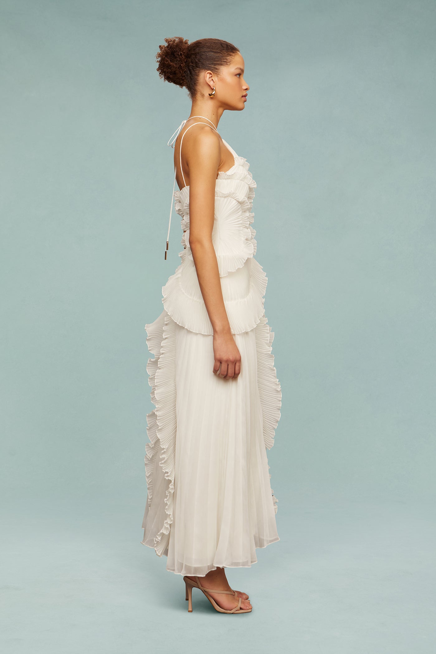 Bravielle - Lange plissé jurk voor dames met elegante asymmetrische volants