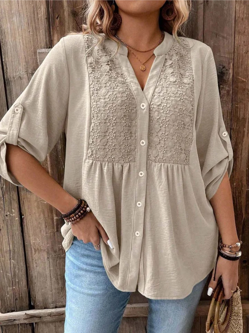 Hylora - Elegante Blouse met V-hals en Knopen