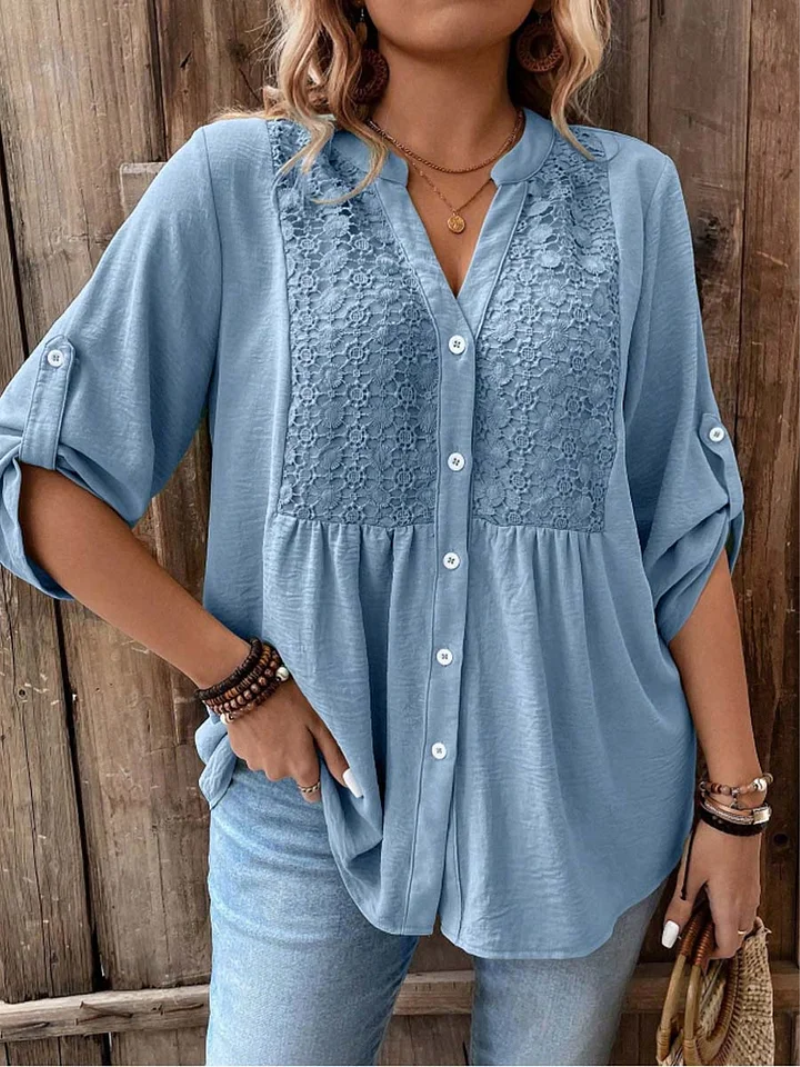 Hylora - Elegante Blouse met V-hals en Knopen