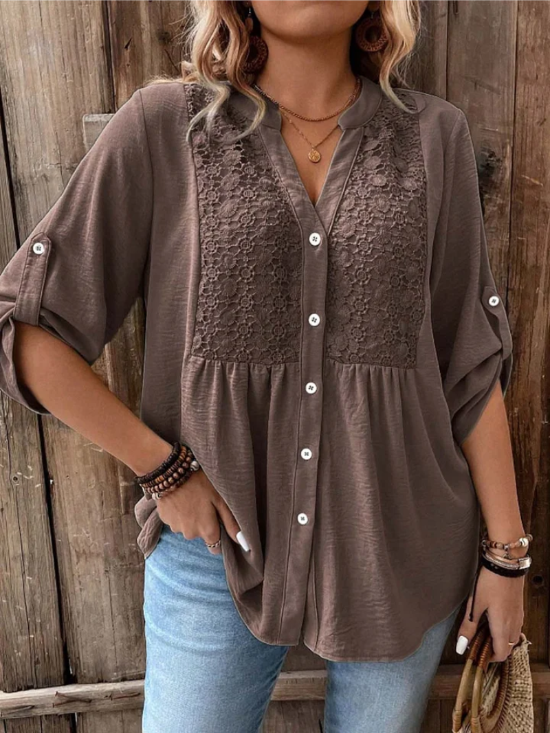 Hylora - Elegante Blouse met V-hals en Knopen