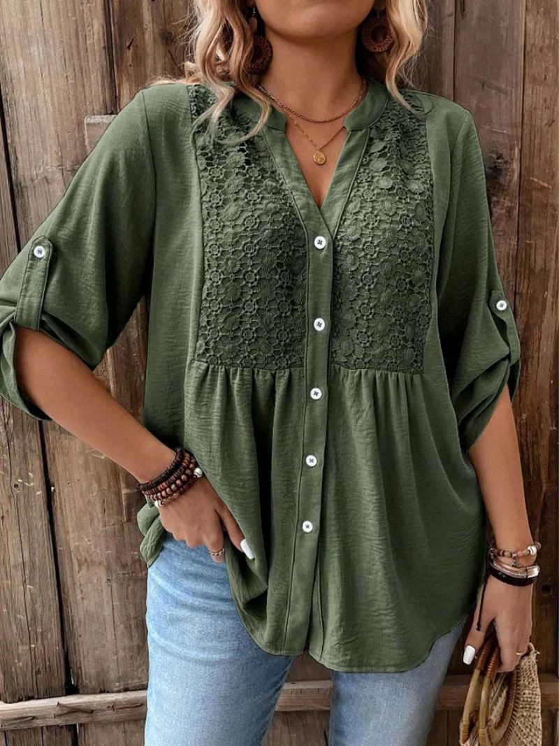 Hylora - Elegante Blouse met V-hals en Knopen