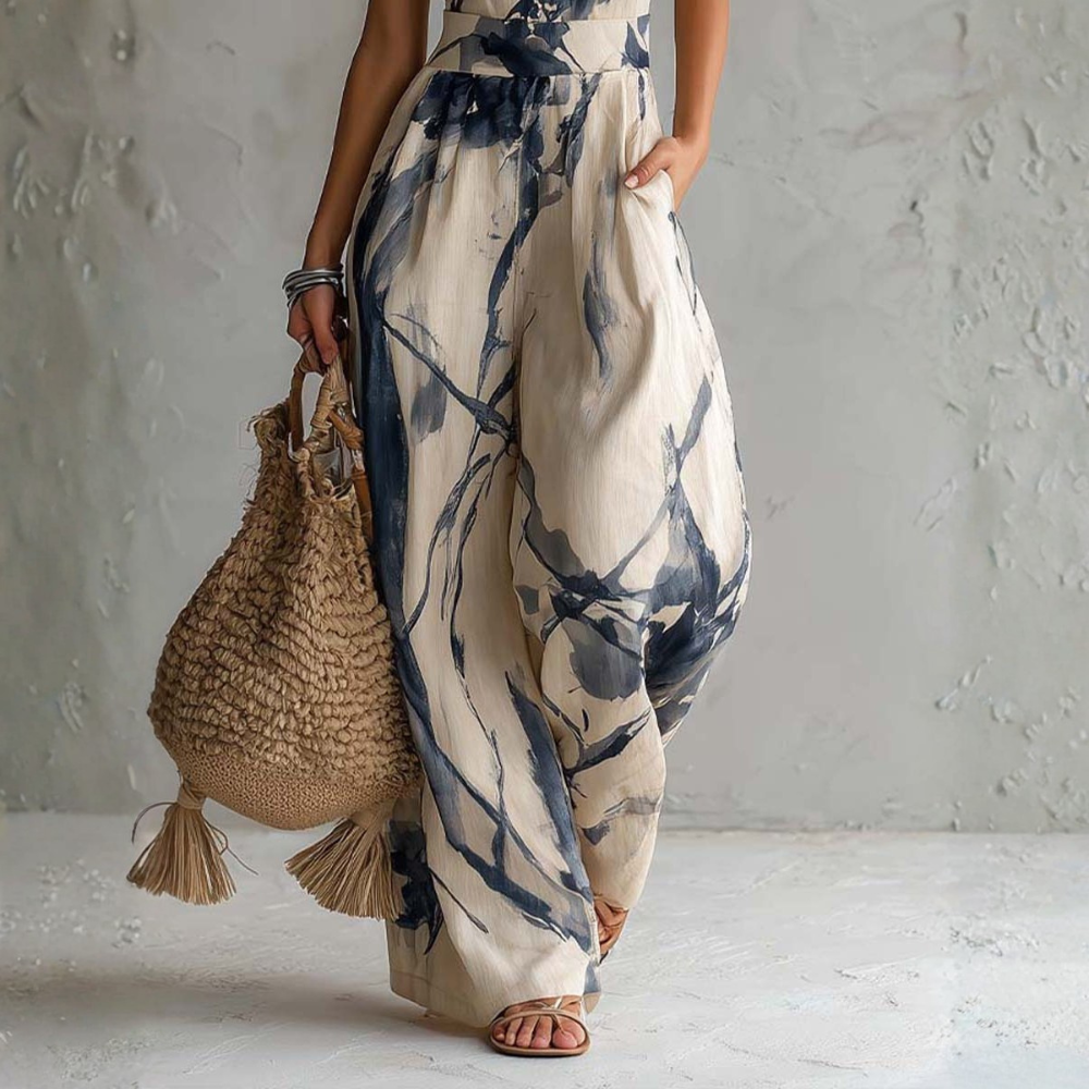 Gavelynn - Dames jumpsuit met halternek en wijde benen