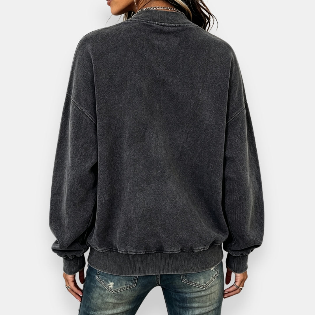 Gerdina - Dames oversized sweatshirt met asymmetrische rits