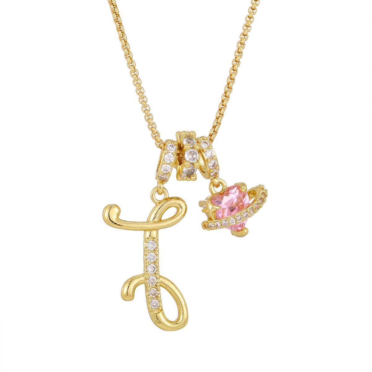 Carmelle - Initialen Ketting Met Roze Hartje