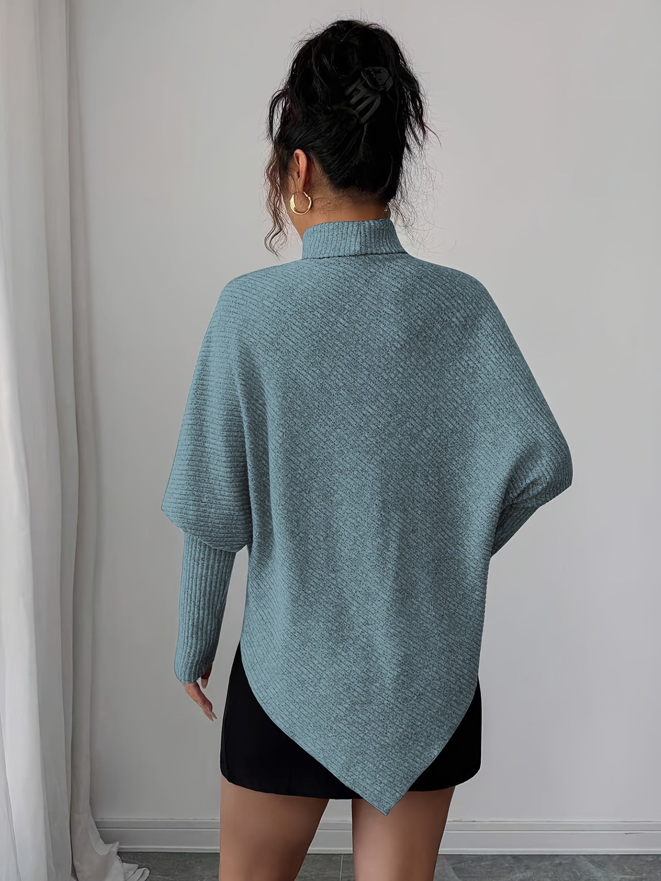Ilyssa - Asymmetrische Trui Met Hoge Hals Moderne Elegant