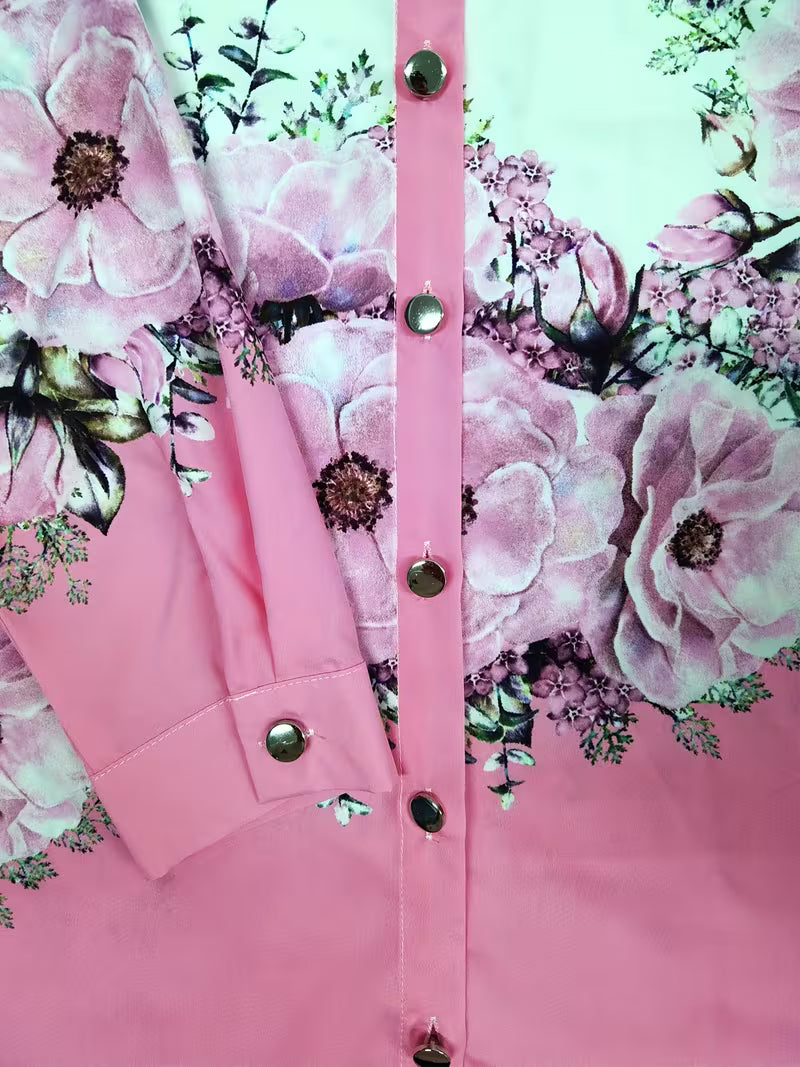 Daryelle - Elegante Bloemenblouse met Knopen