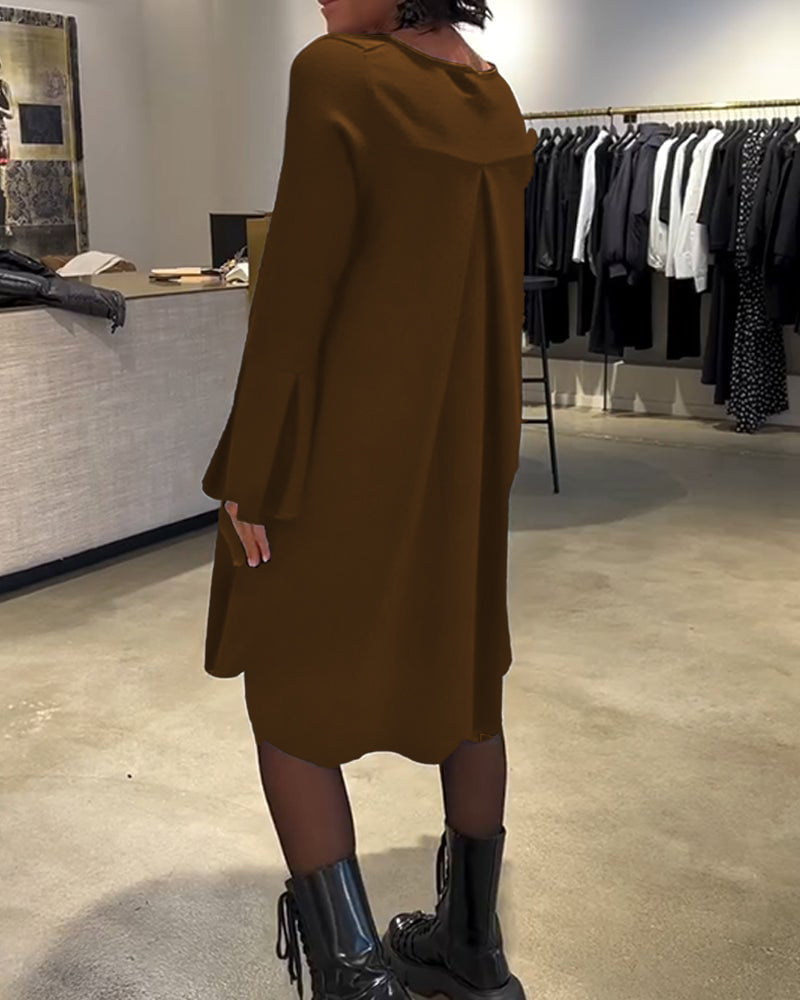 Jovalinne - Casual Jurk met Uitlopende Mouwen