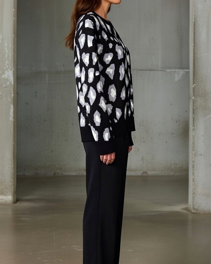 Joretta - Elegant Luipaard Brei Ensemble