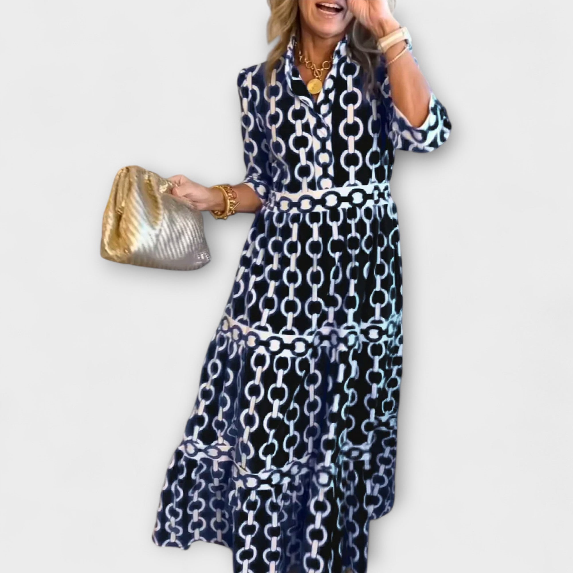 Corinna - midi-jurk met kettingmotief