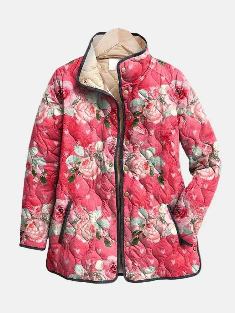 Mahaut - Dames gewatteerde jas met bloemenprint voor het tussenseizoen
